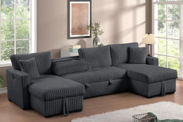 July Charcoal Double Storage Chaise Sectional (w/ Pull Out Bed) **NEW ARRIVAL**