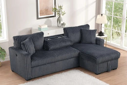 Aria Charcoal Sectional With Pull-Out Bed & Storage Chaise **NEW ARRIVAL**