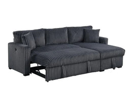 Aria Charcoal Sectional With Pull-Out Bed & Storage Chaise **NEW ARRIVAL**