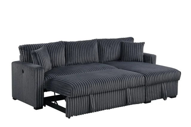Aria Charcoal Sectional With Pull-Out Bed & Storage Chaise **NEW ARRIVAL**