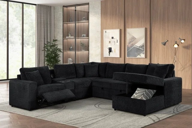 Hunter Black Sectional (W/ Bluetooth Speaker & Pull-Out Bed)