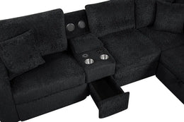 Hunter Black Sectional (W/ Bluetooth Speaker & Pull-Out Bed)