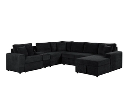 Hunter Black Sectional (W/ Bluetooth Speaker & Pull-Out Bed)