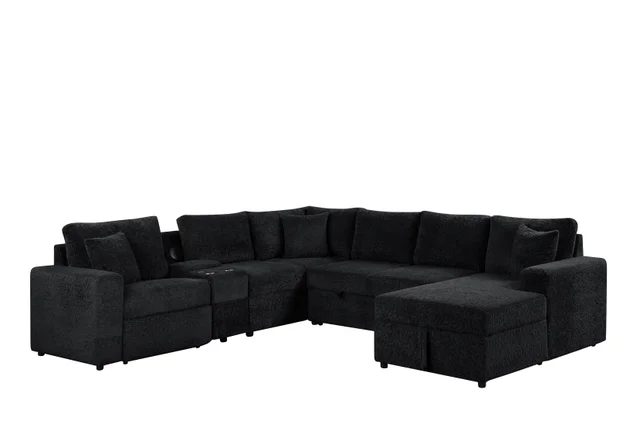 Hunter Black Sectional (W/ Bluetooth Speaker & Pull-Out Bed)