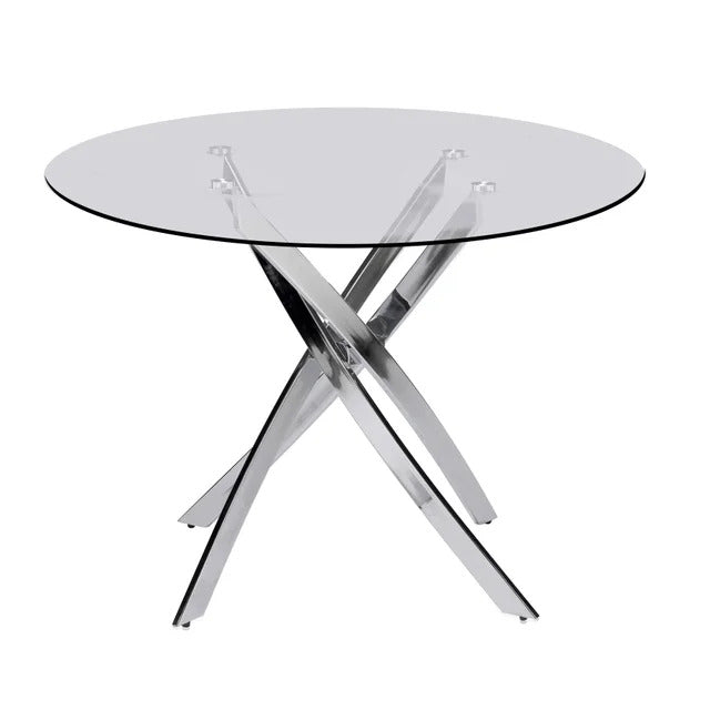 D106 - Black - Glass Table + 4 Chairs **NEW ARRIVAL**