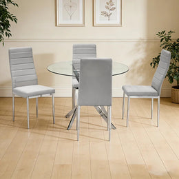 D106 Glass Table with 4 Chairs - NEW ARRIVAL
