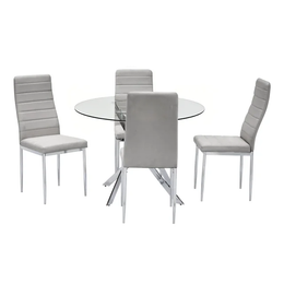 D106 Glass Table with 4 Chairs - NEW ARRIVAL