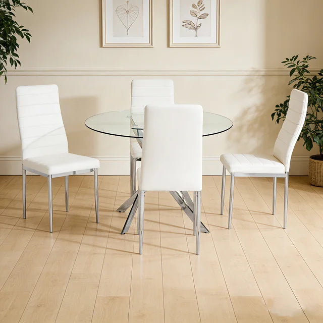 D106 Glass Table with 4 Chairs - NEW ARRIVAL
