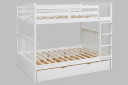 BB31 Full/Full Bunk Bed w/Twin Trundle White