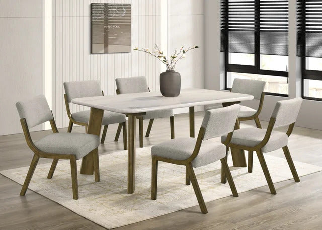 Parker10 - (GENUINE MARBLE) Table & 6-Chairs **NEW ARRIVAL **