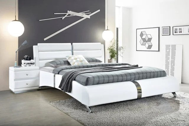 Vegas White Platform Bed - King