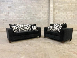 110-2PC Black - Sofa and Loveseat Set
