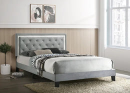 Passion Grey Velvet Platform Bed - King