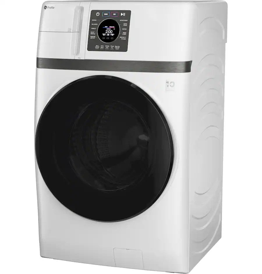 GE Profile - UltraFast 4.6 Cu. Ft. High-Efficiency Smart Front Load Washer and Electric Dryer Combo with Steam and Ventless Heat Pump - White