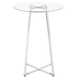 Zanella Round 30-inch Glass Top Bistro Bar Table Chrome