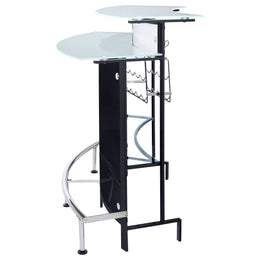 Keystone Curved Glass Top Home Bar Wine Cabinet Black