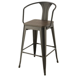 Cavalier Metal Bar Chair Dark Elm and Matte Black (Set of 2)