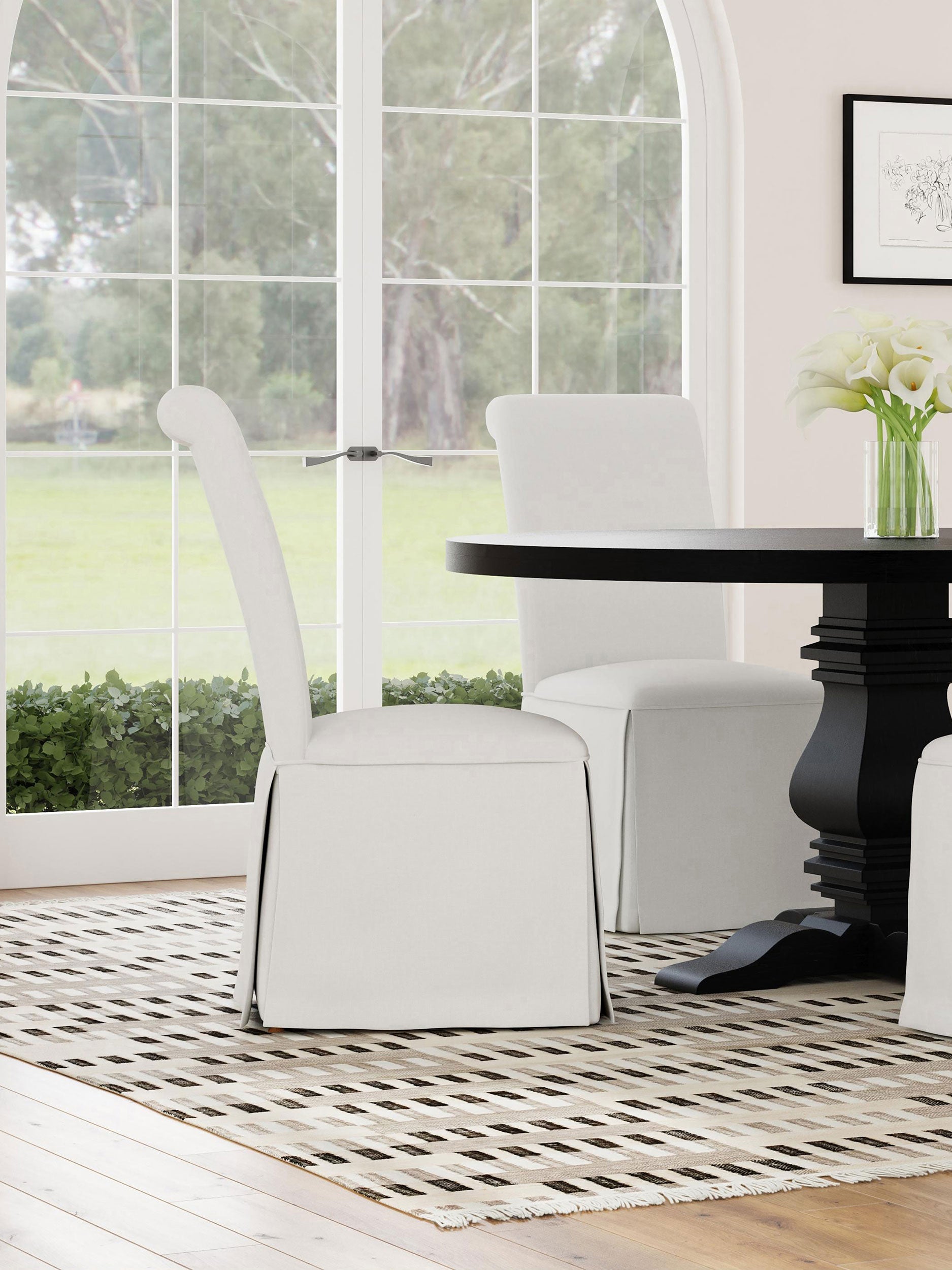 Shawna Upholstered Skirted Side Chair Light Grey (Set of 2)