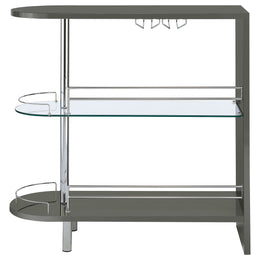 Adolfo Rectangular 2-tier Home Bar Table Black High Gloss