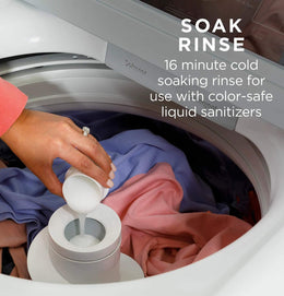 Package - GE - 4.5 Cu. Ft. Top Load Washer with Water Level Control, Deep Fill, Quick Wash, and Glass Lid and 7.4 Cu. Ft. Front Load Electric Dryer with Sensor Dry - White with Matte Black