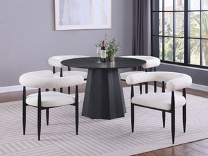 Camden  Round Faux Marble Top Dining Table Set Black