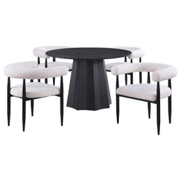 Camden  Round Faux Marble Top Dining Table Set Black