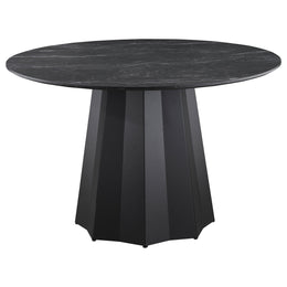 Camden  Round Faux Marble Top Dining Table Set Black