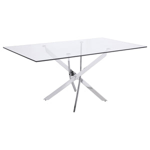 Carmelo Rectangular 66-inch Glass Top Dining Table Chrome