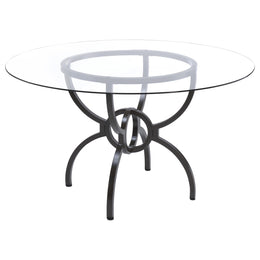 Aviano  Round Glass Top Dining Table Set Gunmetal