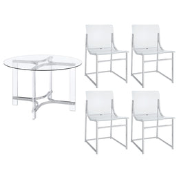 Keeling  Round Glass Top Acrylic Dining Set Chrome