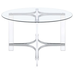 Keeling 47-inch Round Glass Top Acrylic Dining Table Chrome