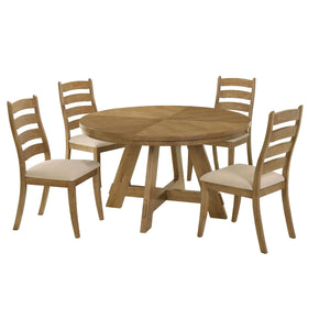 Danvers  Dining Table Set Brown Oak and Latte