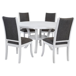 Judd  54-inch Round Wood Dining Table Set Pearl White