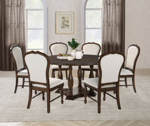 Landon 60-inch Round Dining Table Set Rich Brown