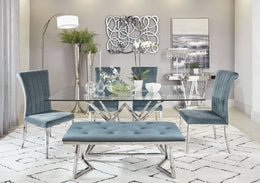 Beaufort Velvet Upholstered Dining Bench Steel Grey