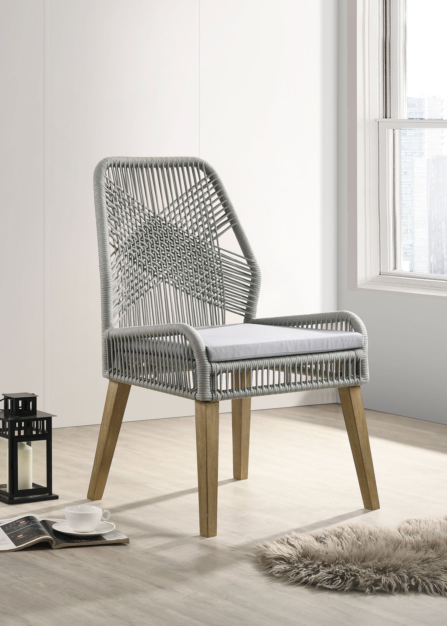 Nakia Woven Rope Dining Side Chairs Dark Navy (Set of 2)