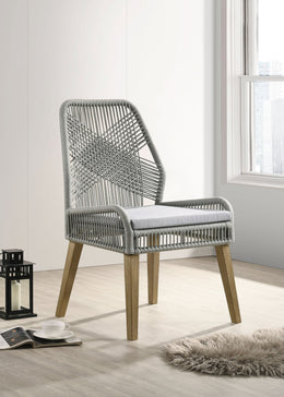 Nakia Woven Rope Dining Side Chairs Dark Navy (Set of 2)