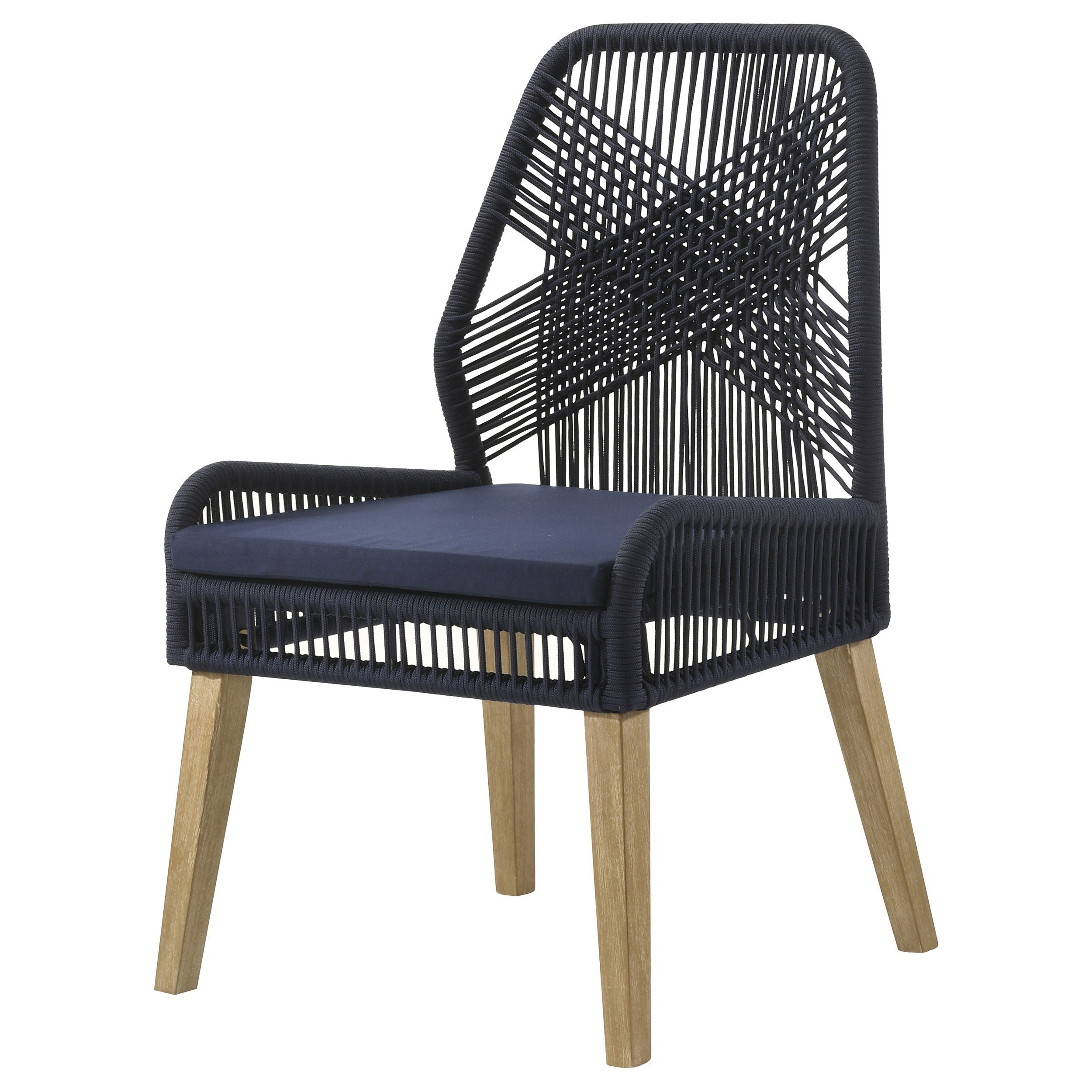 Nakia Woven Rope Dining Side Chairs Dark Navy (Set of 2)