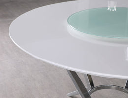 Abby  Round Dining Table Set White High Gloss