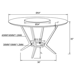 Abby Round 54-inch Lazy Susan Dining Table White High Gloss
