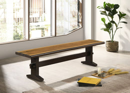 Bexley Wood Dining Bench Natural Honey and Smokey Black