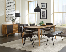 Misty Leather Upholstered Dining Bench Antique Camel