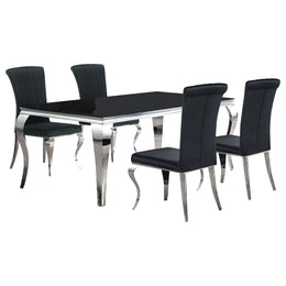 Carone  81-inch Rectangular Black Glass Dining Set Black