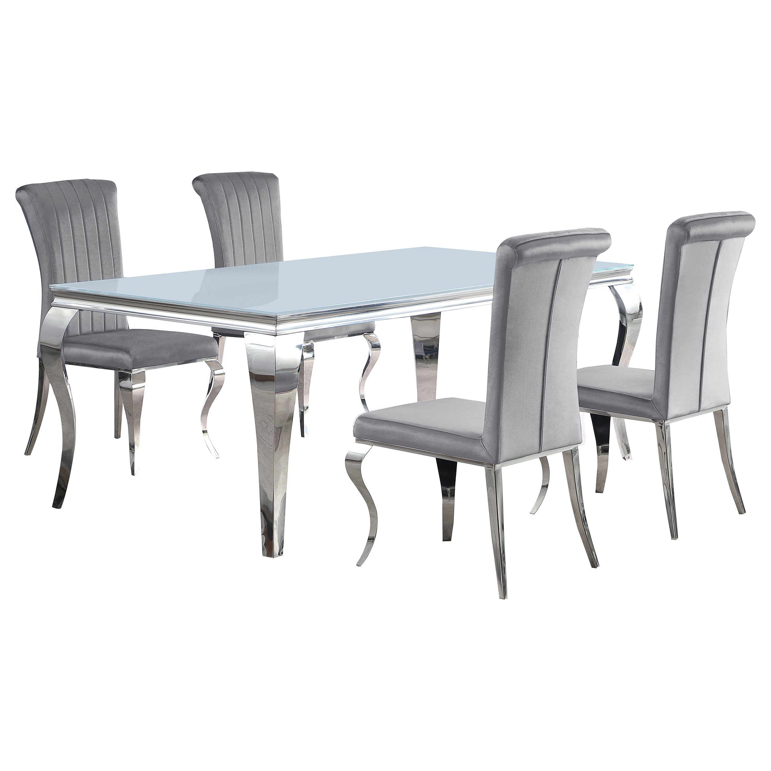 Carone  81-inch Rectangular White Glass Dining Set Black