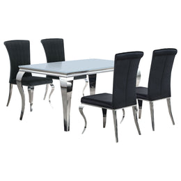 Carone  61-inch Rectangular White Glass Dining Set Black