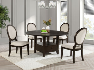 Twyla  60-inch Round Wood Dining Table Set Dark Cocoa