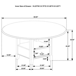 Twyla 60-inch Round Dining Table with Drawer Dark Cocoa