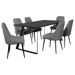 Smith  Rectangular Ceramic Top Dining Table Set Black