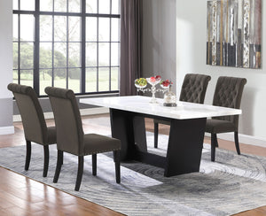Sherry  Rectangular Marble Top Dining Table Set Brown