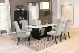 Sherry  Rectangular Marble Top Dining Table Set Brown